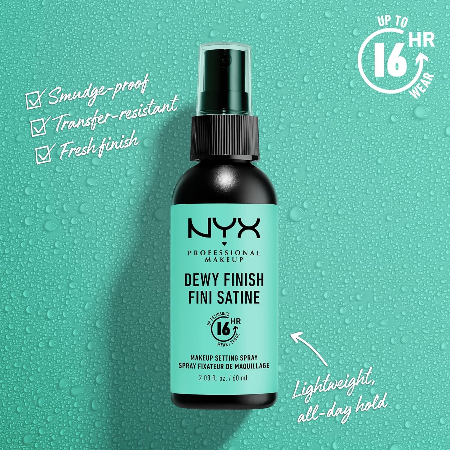 Nyx Professional Makeup Long Lasting Makeup Setting Spray, Dewy Finish, 60ml - Image 2